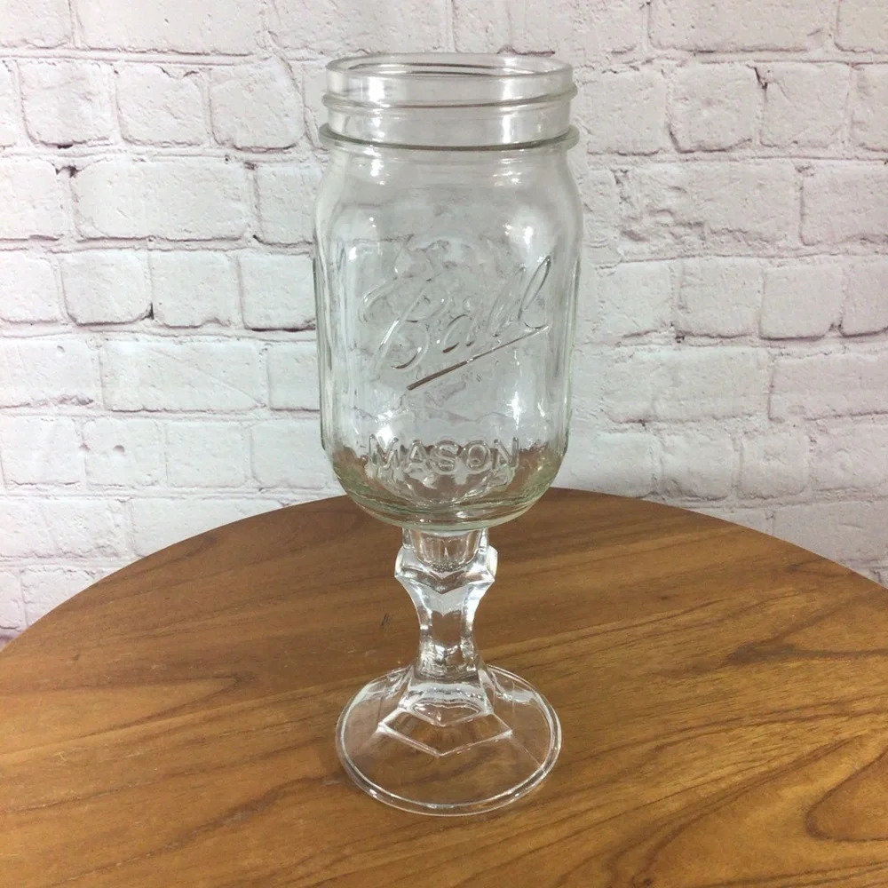 Ball Mason Jar Clear Glass Pedestal Goblet 16oz